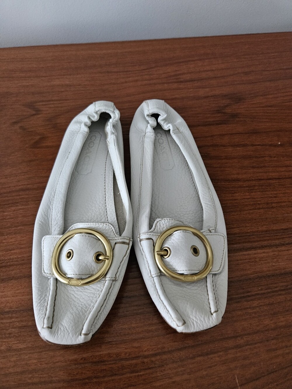 Vintage Coach Nellie Loafer Flats, Made in Italy, Y2K - Pebbled White Leather